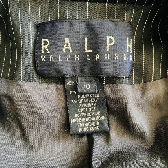Vintage Ralph Lauren Women's Pinstripe Navy Blazer 4-Button - Picture 4 of 5